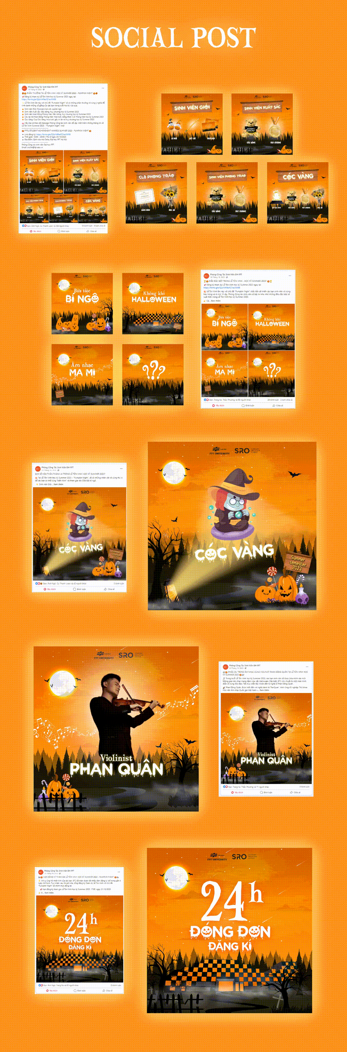 photoshop Graphic Designer Event Design Illustrator design Socialmedia Social media post marketing   FPT University Halloween