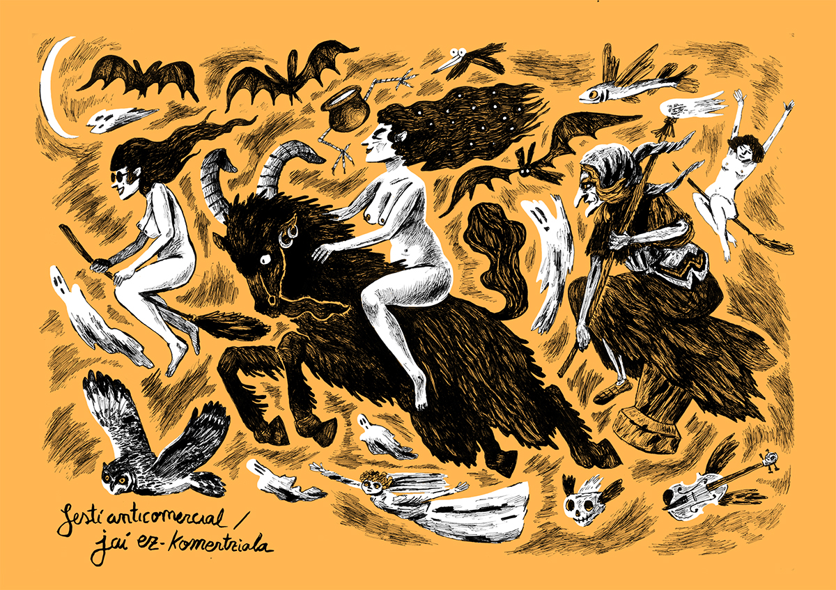 witch Witches walpurgis night sabbath poster Music Festival pantone pamplona Navarra yellow akelarre festival bands sticker DANCE  