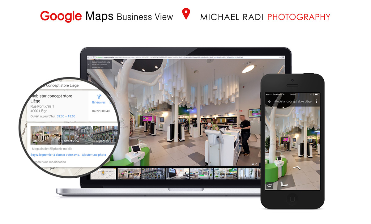 mobistar google maps business view streetview Street liège concept store belgium