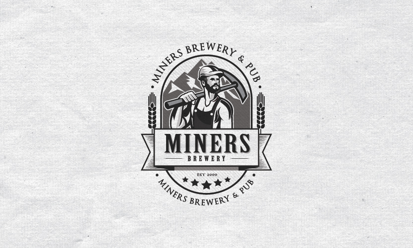 miner  beer  vintage  brewery logo