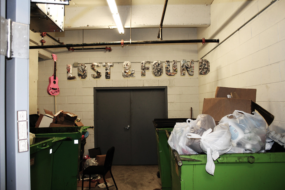Lost and Found instillation garbage graffiti