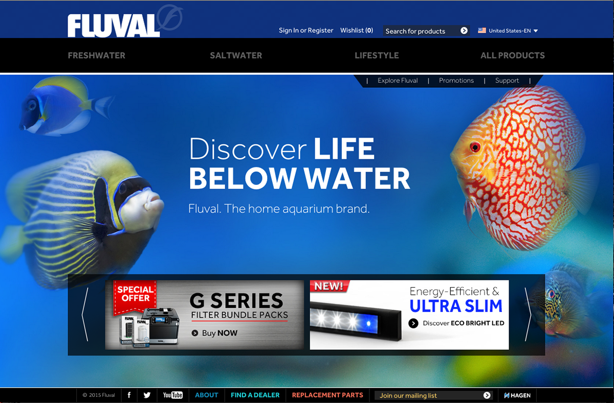 new Fluval hagen filter water aquarium banner Website series 3D Render aquatic Hobby graphic visual
