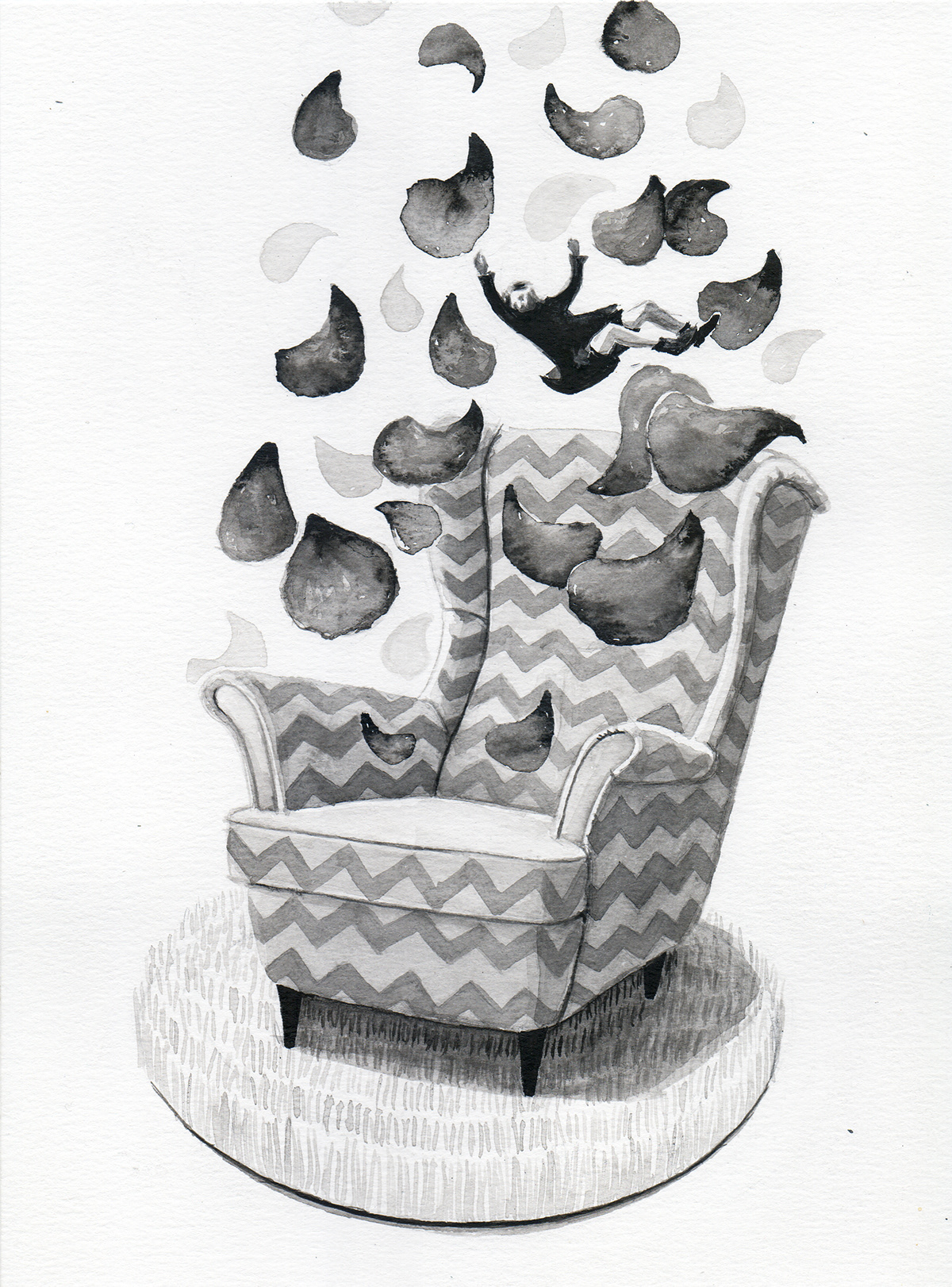 inkdrawing ILLUSTRATION  portrait Black&white girl surrealism heart Mushrooms Drawing  ink