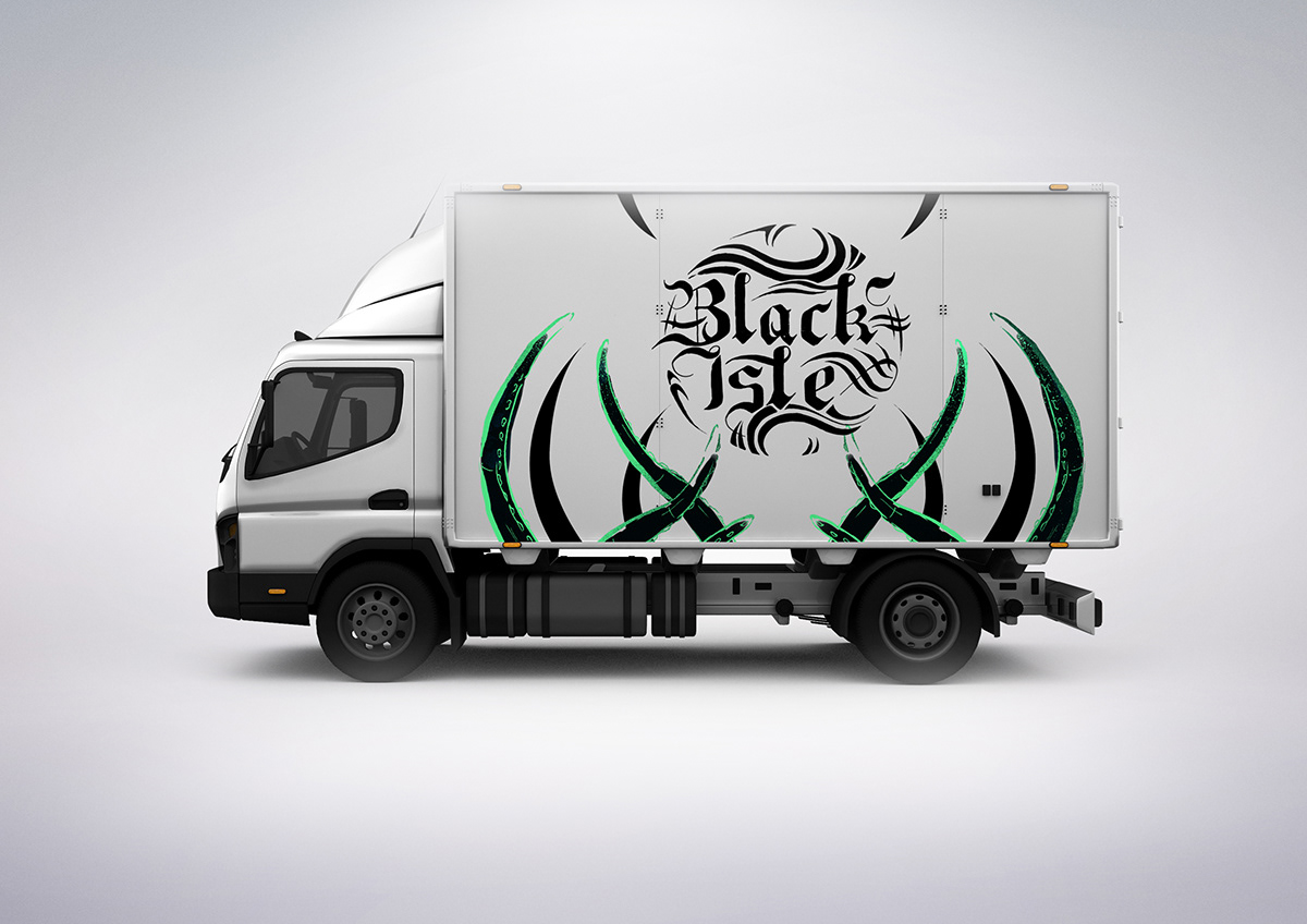 skull Island black Rum alcohol bottle package Van logo can