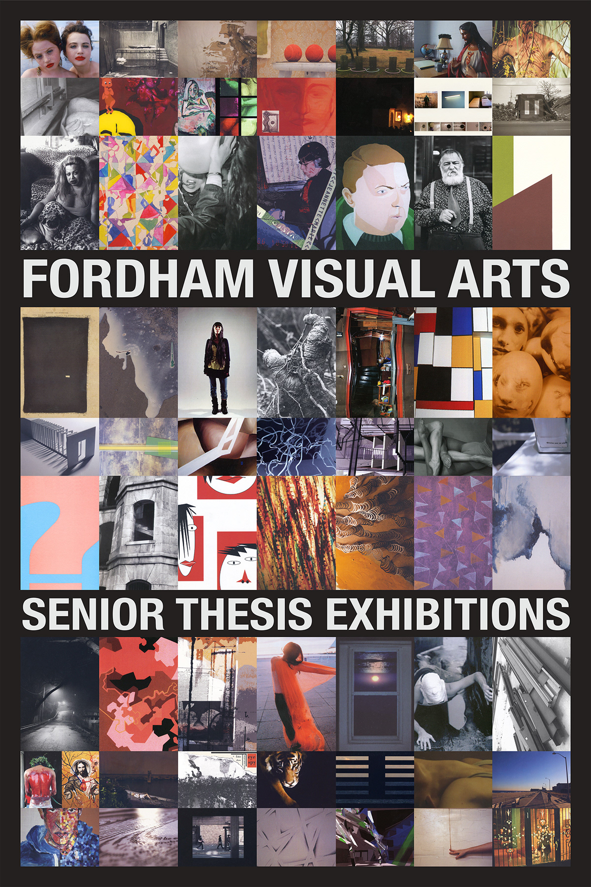 Fordham University thesis series  poster post cards abstract minimal lines yellow Promotional artists Exhibition  graphic design 