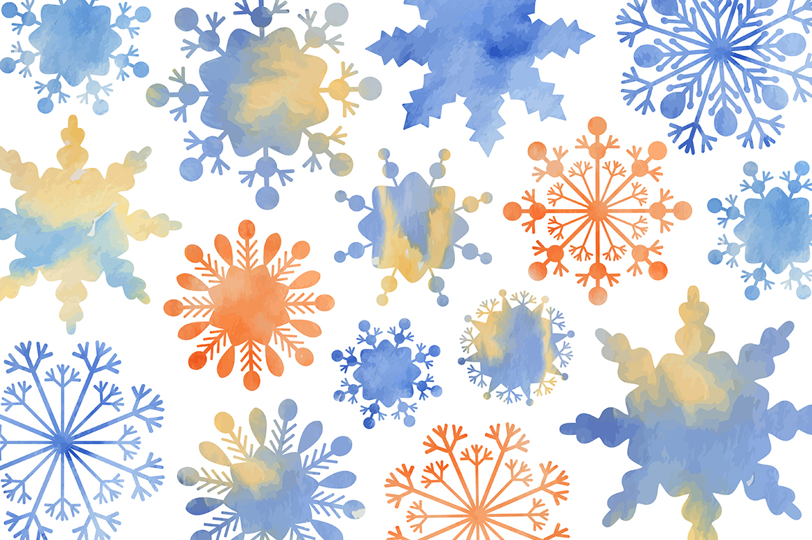 snowflakes watercolor winter holidays Christmas new year Merry Christmas snowflakes clipart floral elements winter snowflake icons
