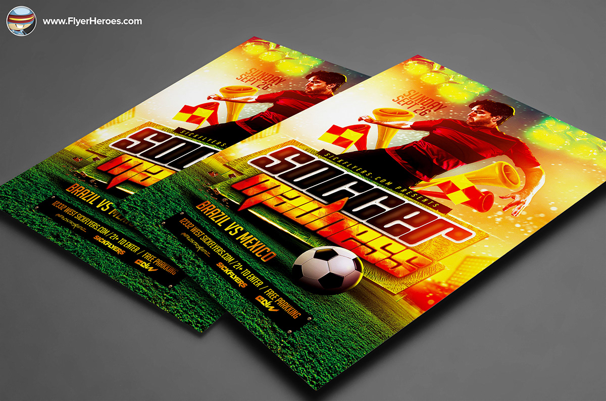 photoshop psd template flyer flyerheroes design print media professional premium soccer football sports game