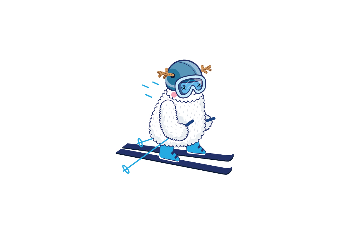 Ski digital yeti moster sport winter logo badge emblem kids