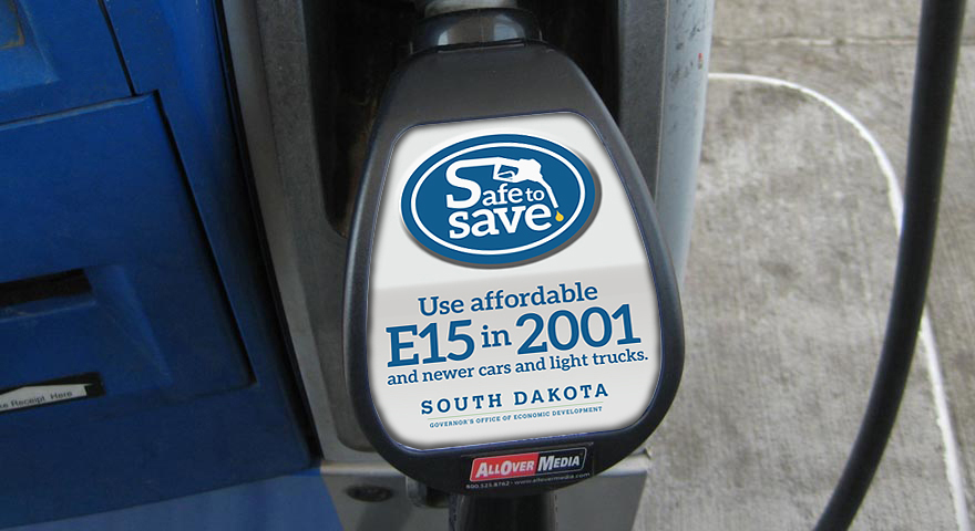 ethanol south dakota farming farm e15 fuel clean White blue typography  