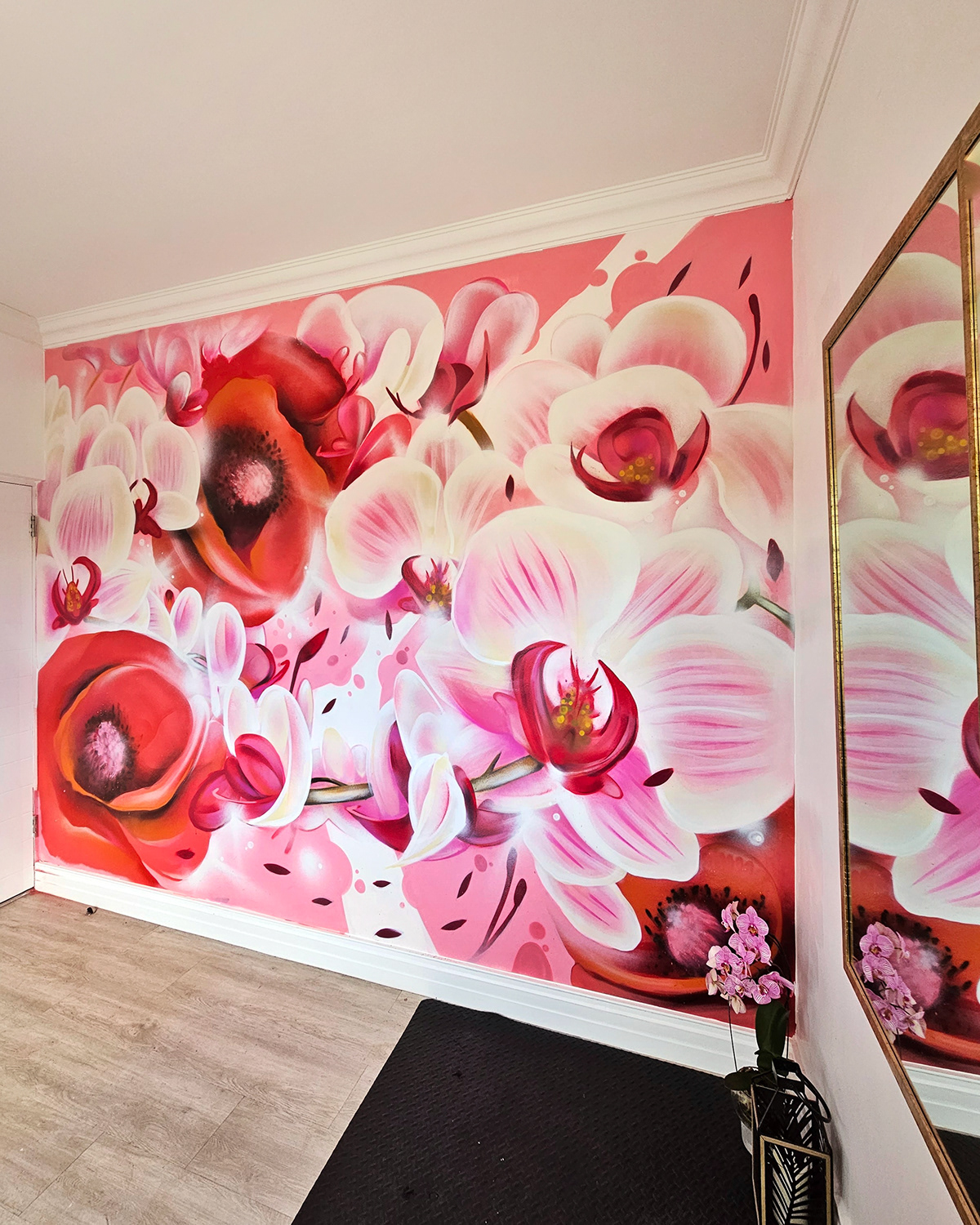 artwork orchid Flowers floral pink Wellness Mural art meditation red