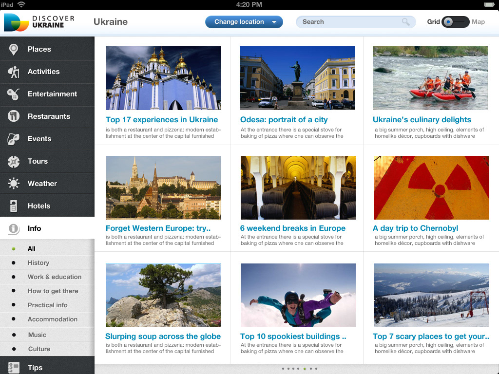 iPad  Travel Guide ukraine app