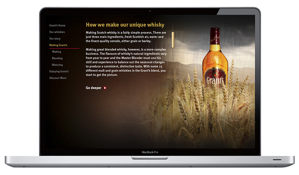 Adobe Portfolio Grants whisky advertising luke white grant's whisky whisky ads grants richard pullar keith rogerson thoughful metaphor drinks ad tv print popular