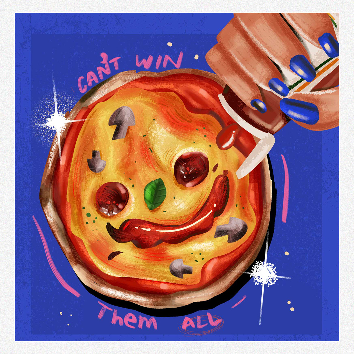 funny pizza visual cant win them all procreate digital art retro
