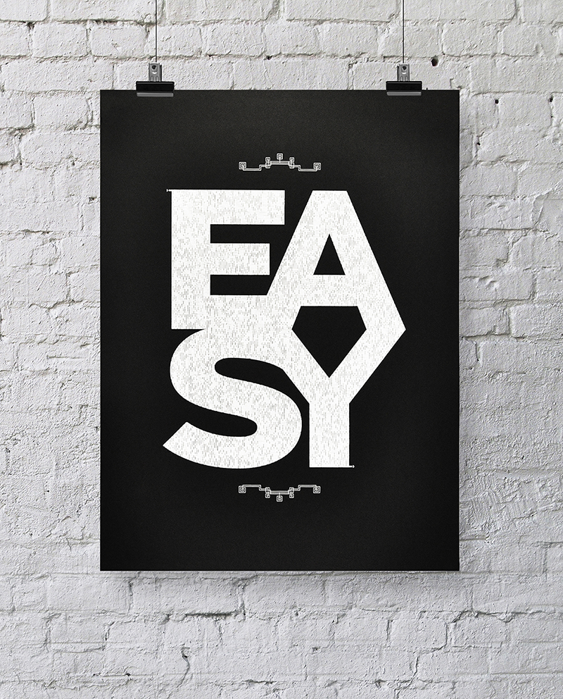 easy  poster  type black  white labyrinth maze detail contradiction