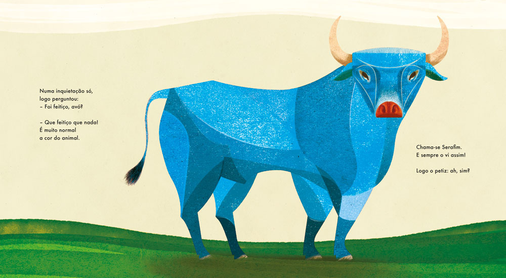 children's book tcharan ILLUSTRATION  kidlit blue bull Manuela Costa Ribeiro Goncalo Viana