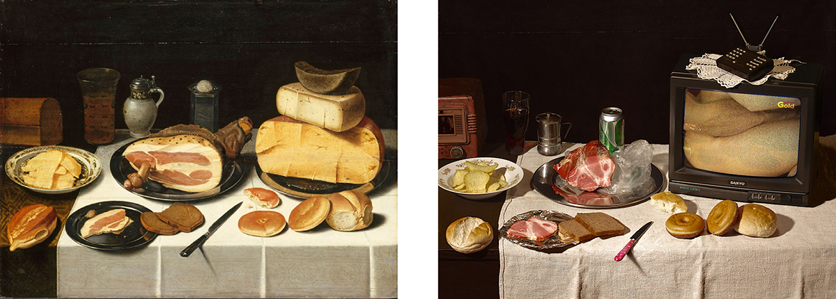 paraphrase baroque Food  tv cola ham knife para plate Floris Van Schooten louvre still life beer Cheese