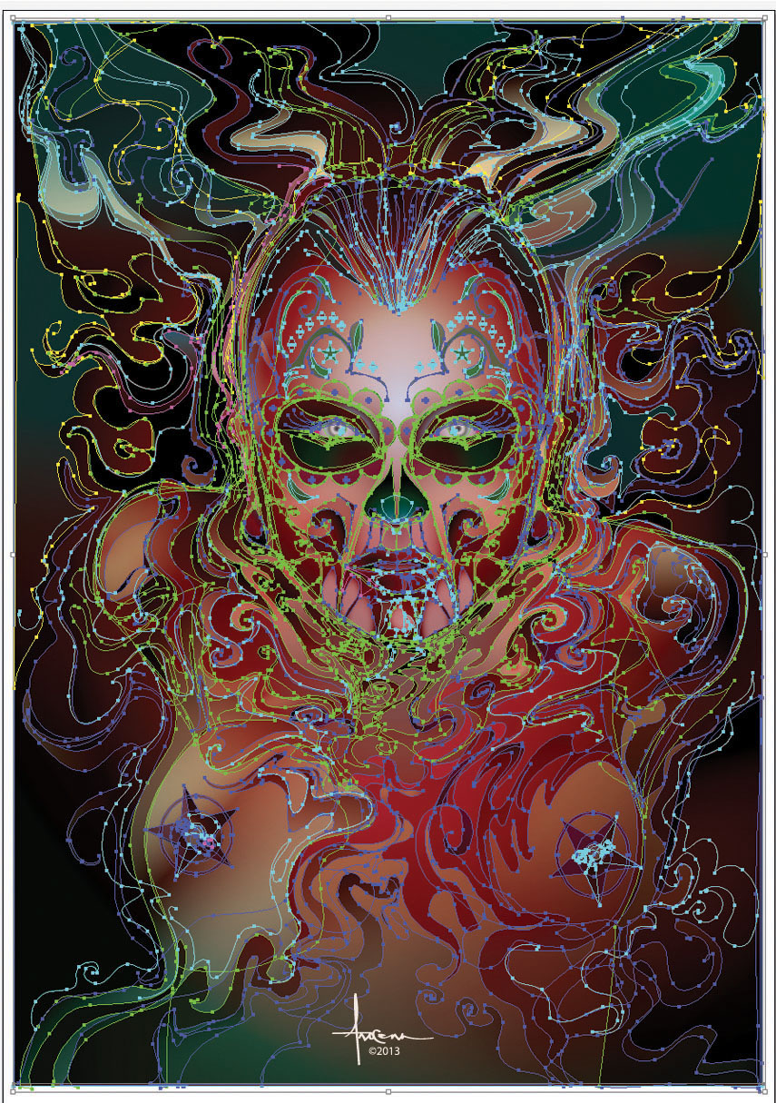 vector adobe illustrator orlando arocena Day of Dead sugar skull sexy Blood Bath colorful breasts piercings