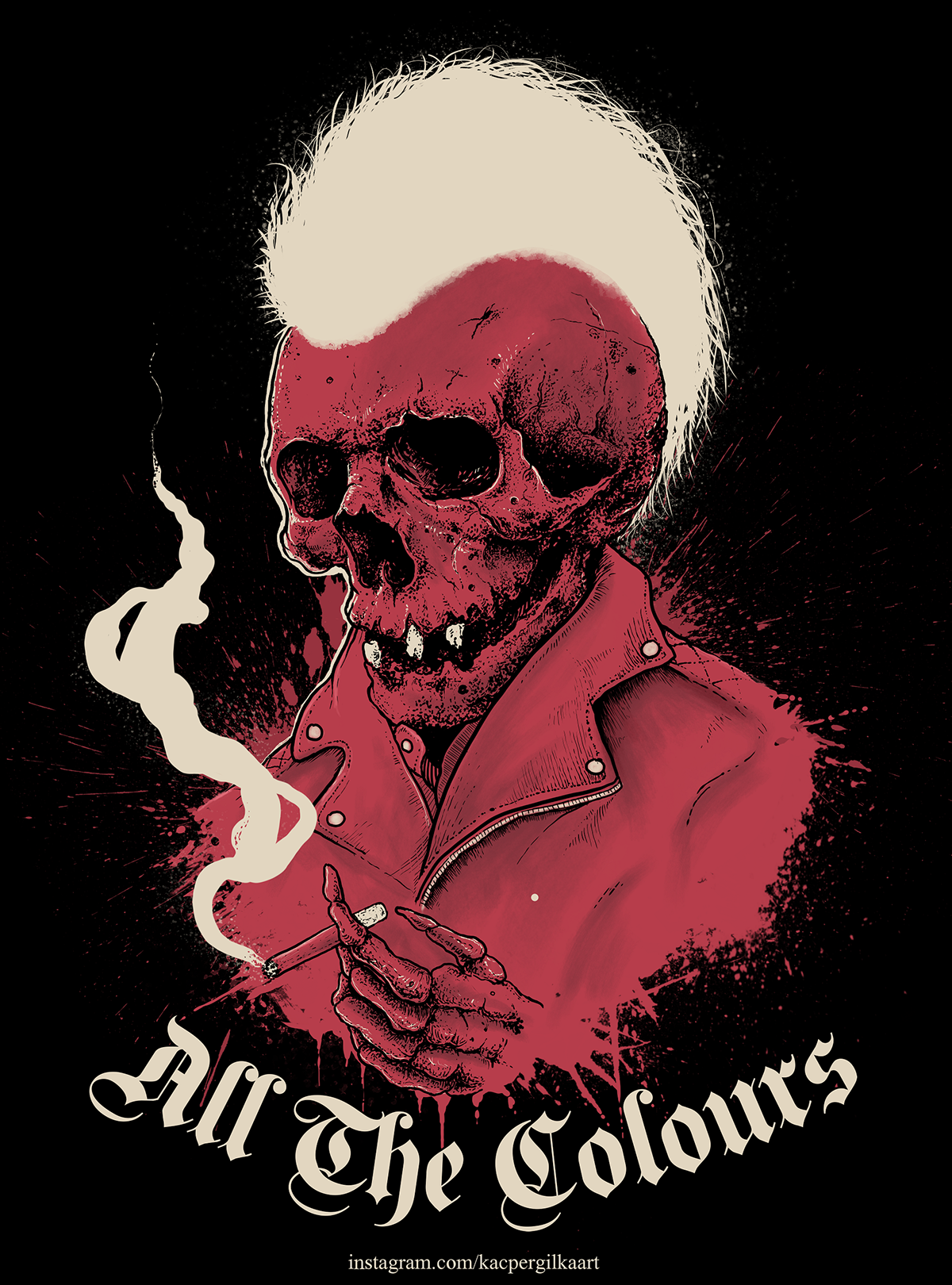 skull skulls Tshirt Design cover artwork digital illustration artwork for band smoking Pop Art gig poster funny art