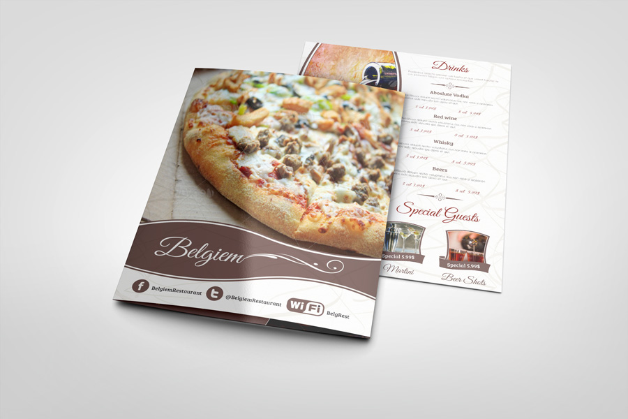 bewery brochure clean drinks Food  InDesign letter menu Pizza restaurant stylish template wine