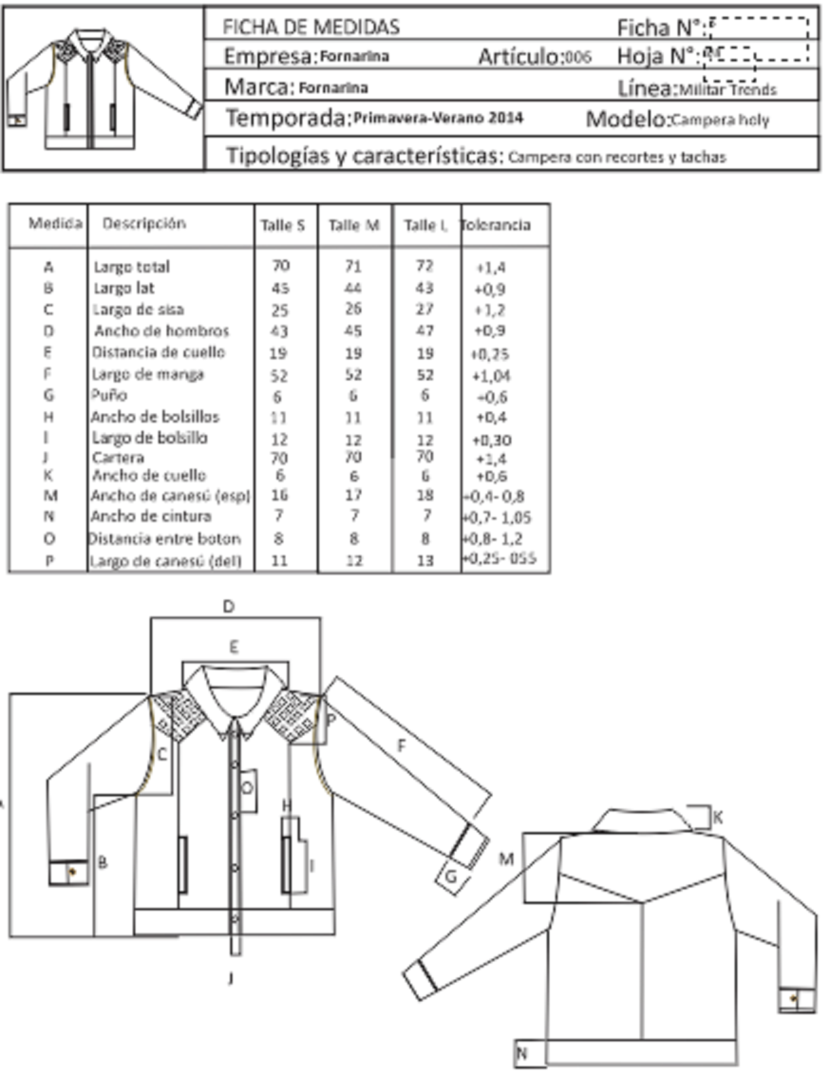 Fichas técnicas textil moda indumentaria vector marca fornarina campera de jean