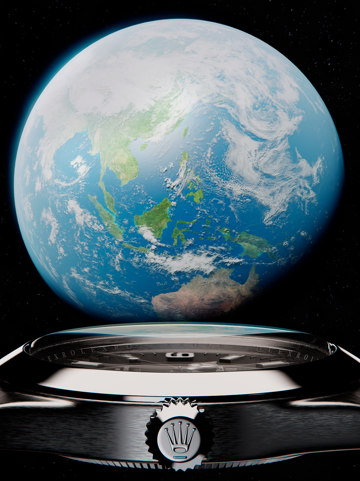 Advertising  earth explorer luxury planet product rolex Space  watch