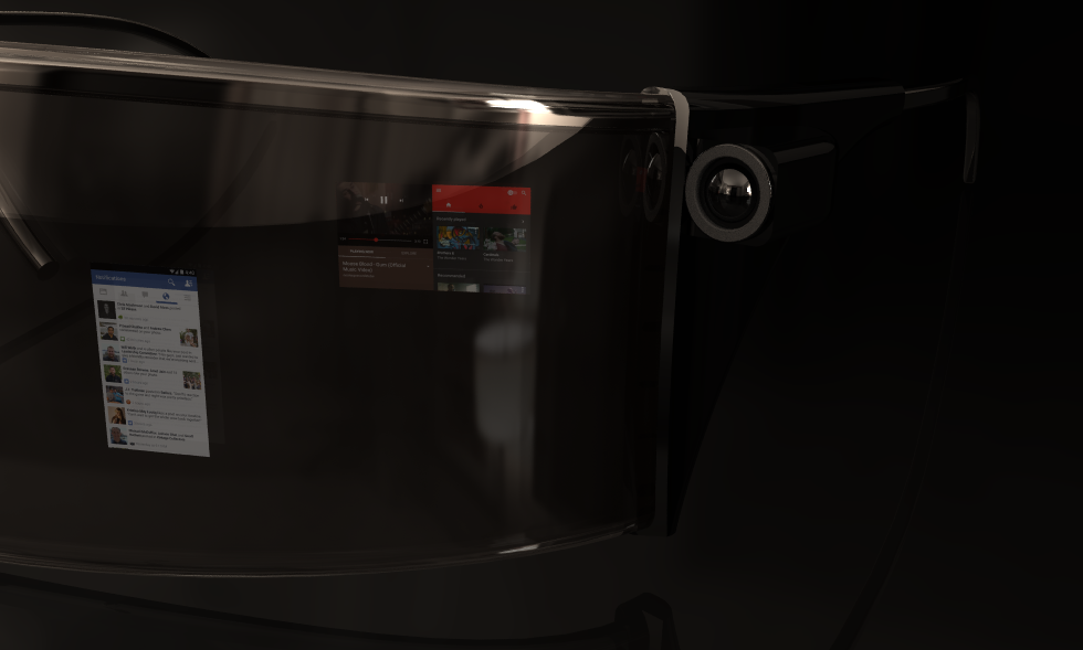AR hologram Rhino rendering future black glasses screen Interface glass
