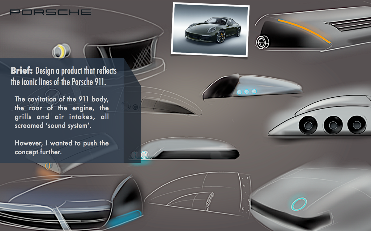 Porsche design aluminum Bose industrial sleek Grad Show 2014