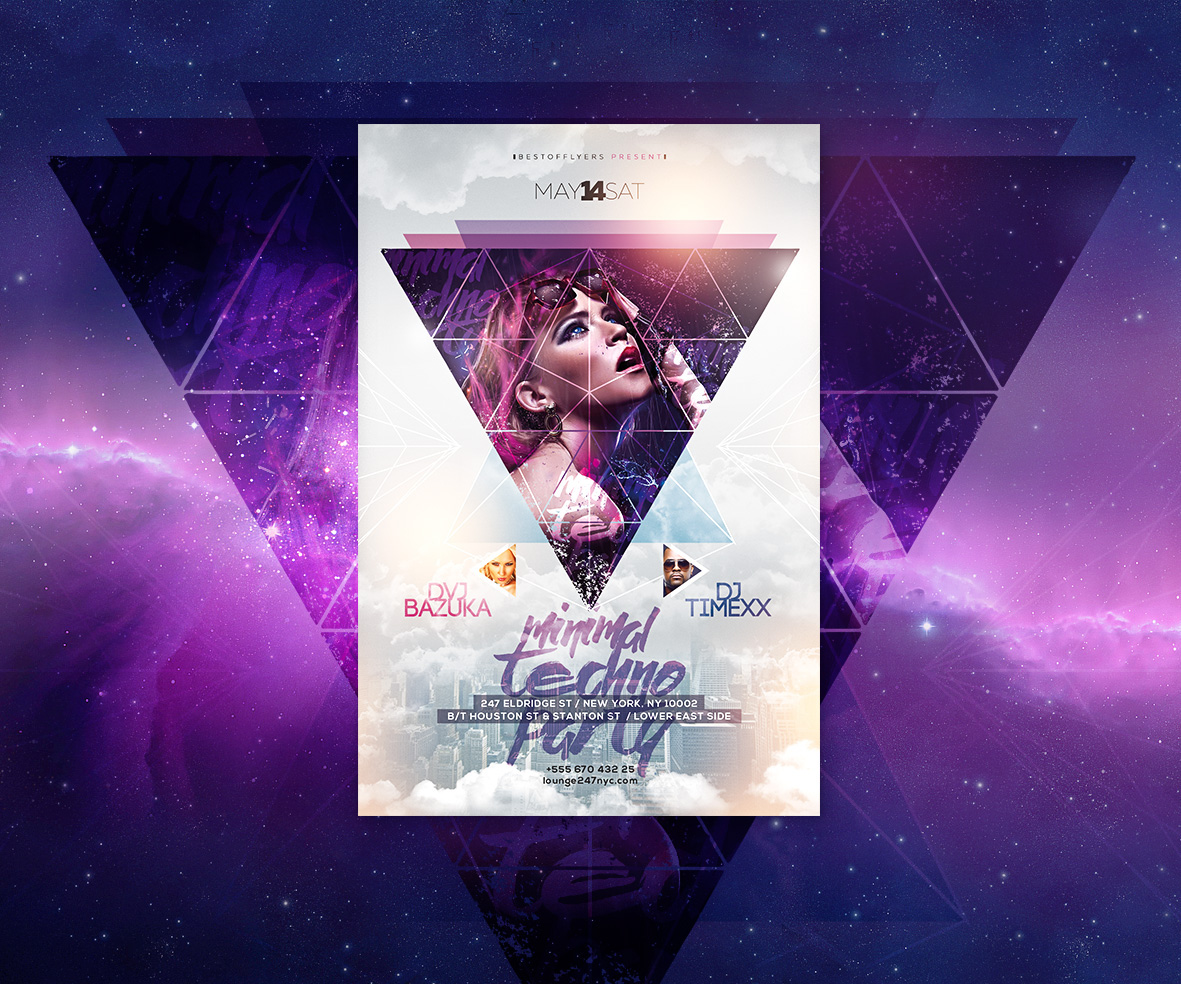 Minimal Techno Party Free Psd Flyer Template On Behance