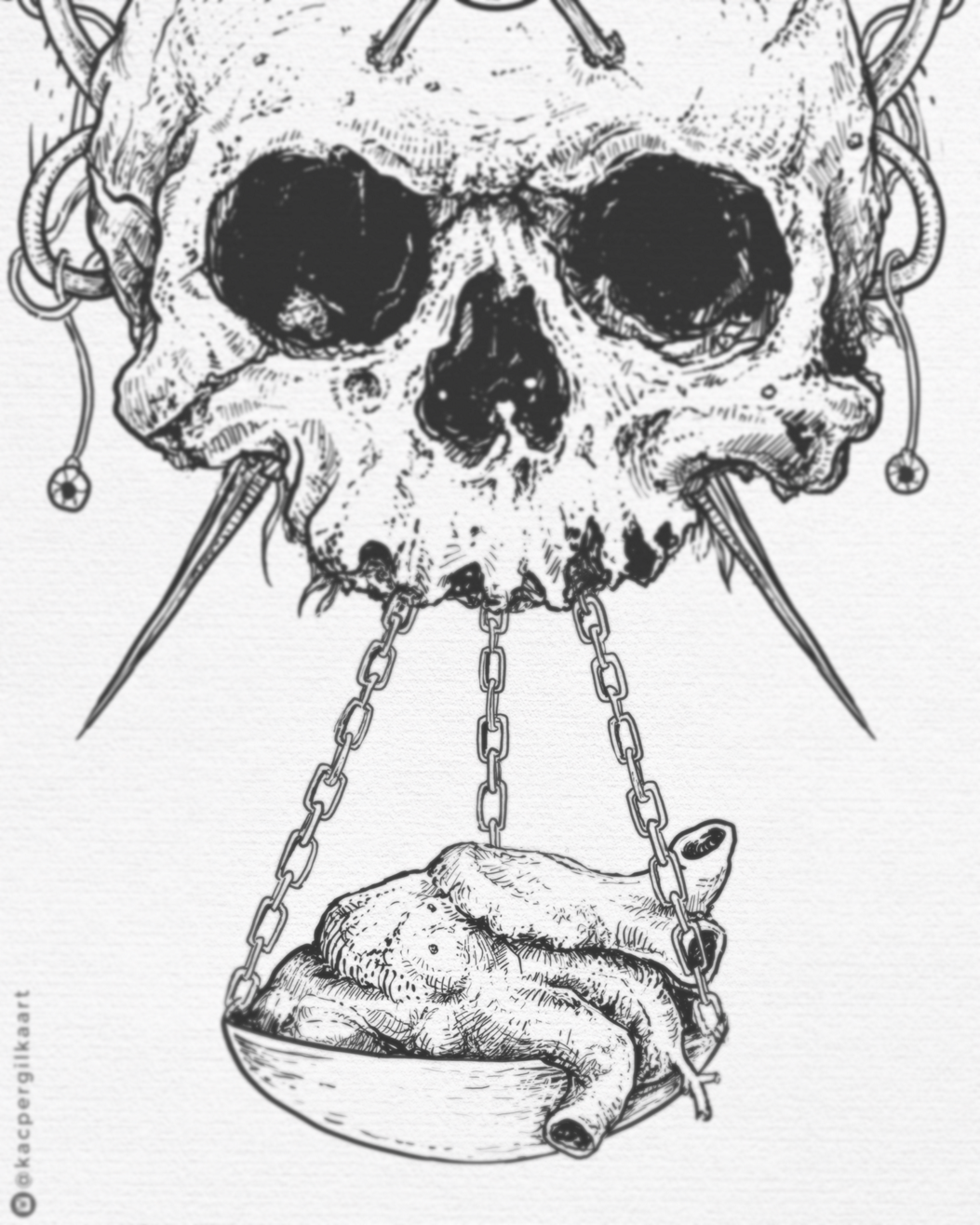 Tshirt Design skull surreal occult dark art symbolic metal band heavy art ornaments creepy