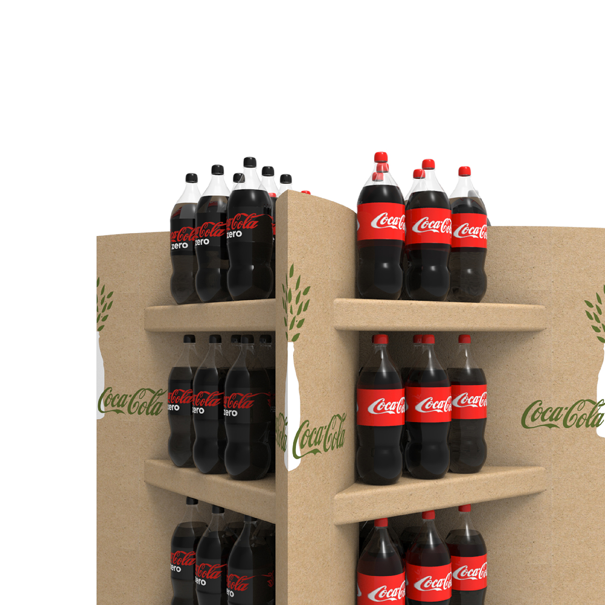 cocacola Stand Kraft minimal stant ecofriendly recyclable greendesign environmentalfriendly Exhibition  Display displaying pop pointofpurchase cardboard