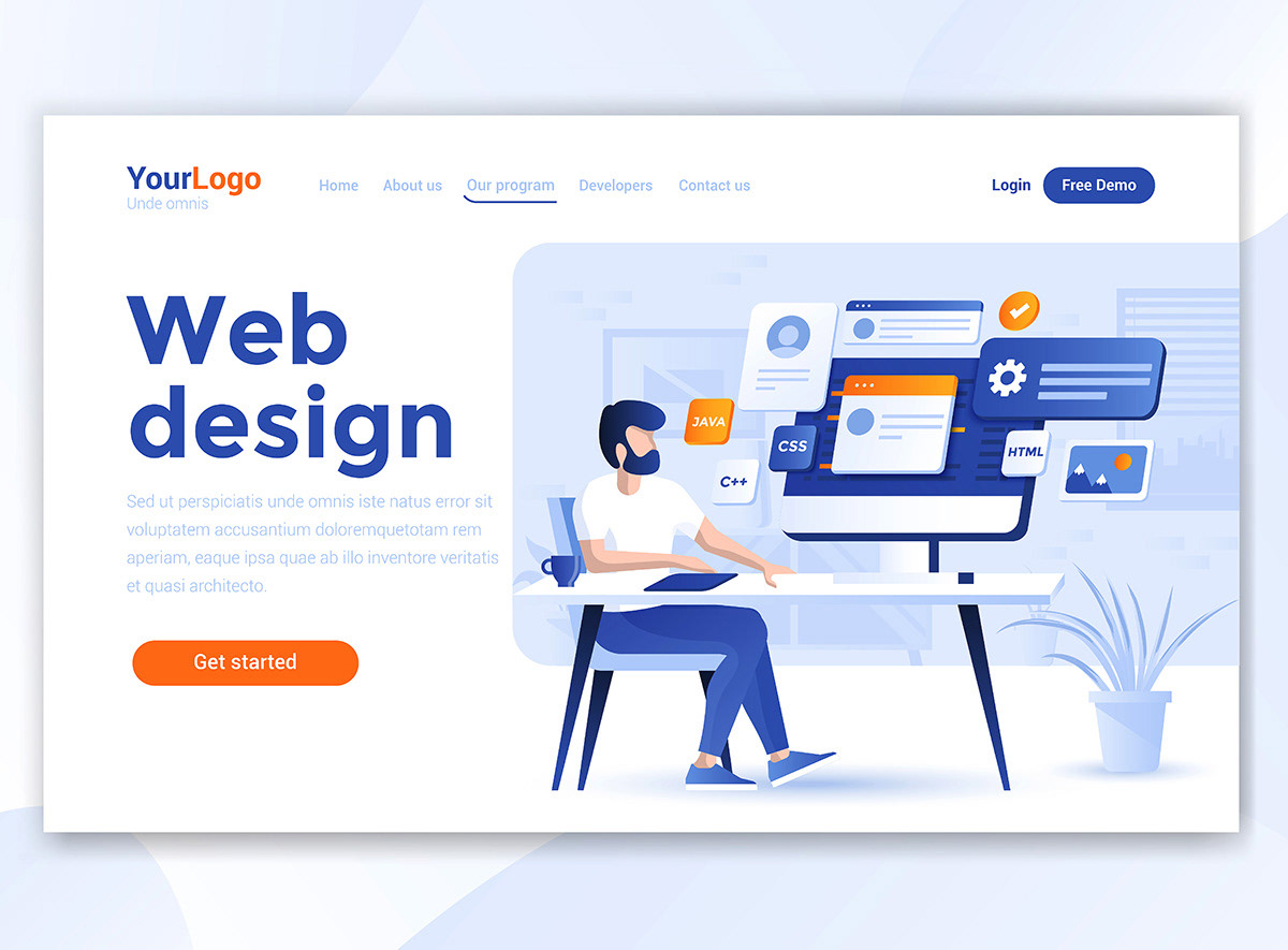 landing page template Web site people characters business Education marketing  