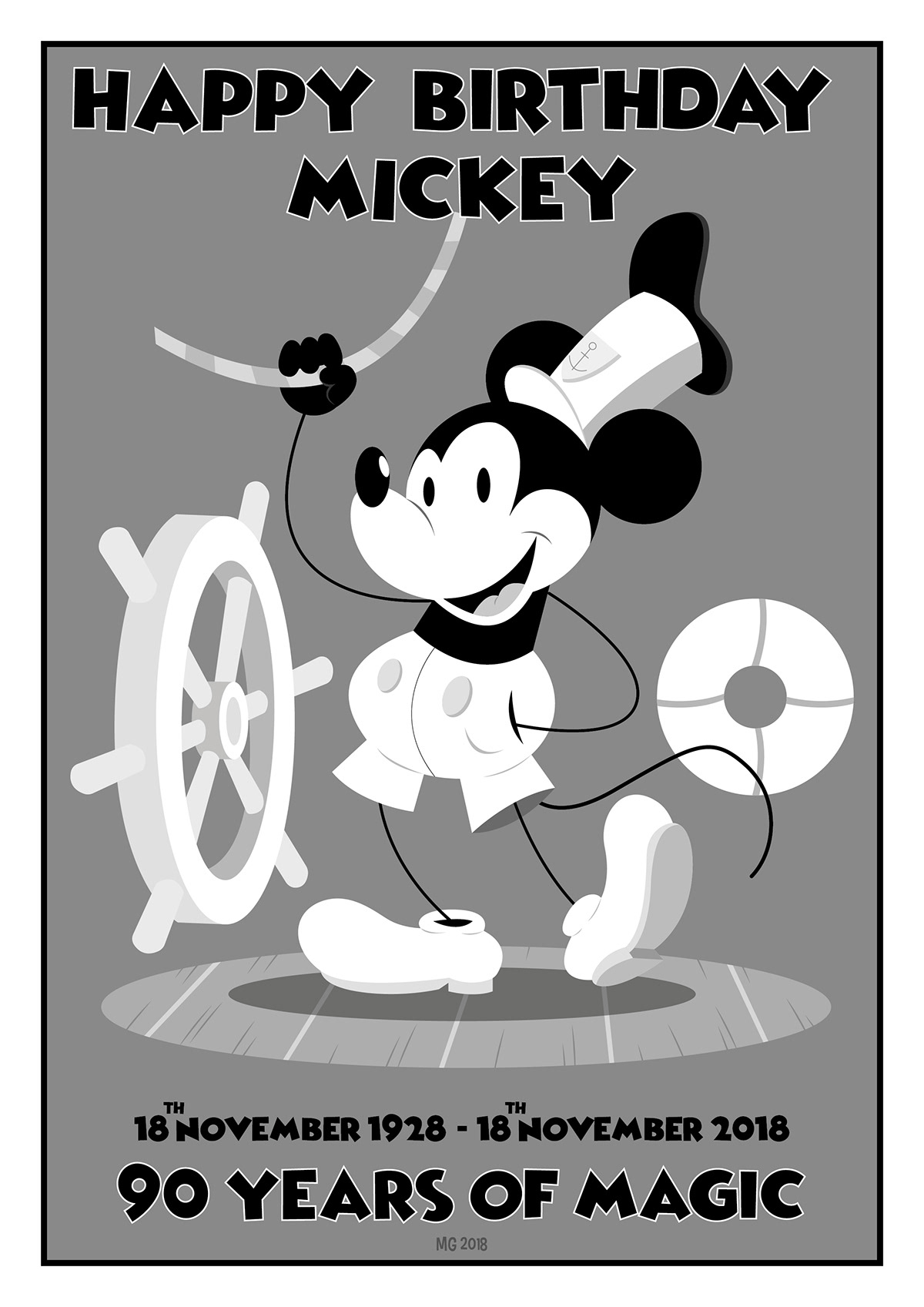 mickey mouse happy birthday 90 years disney adobe illustrator vector art vector graphics ILLUSTRATION 