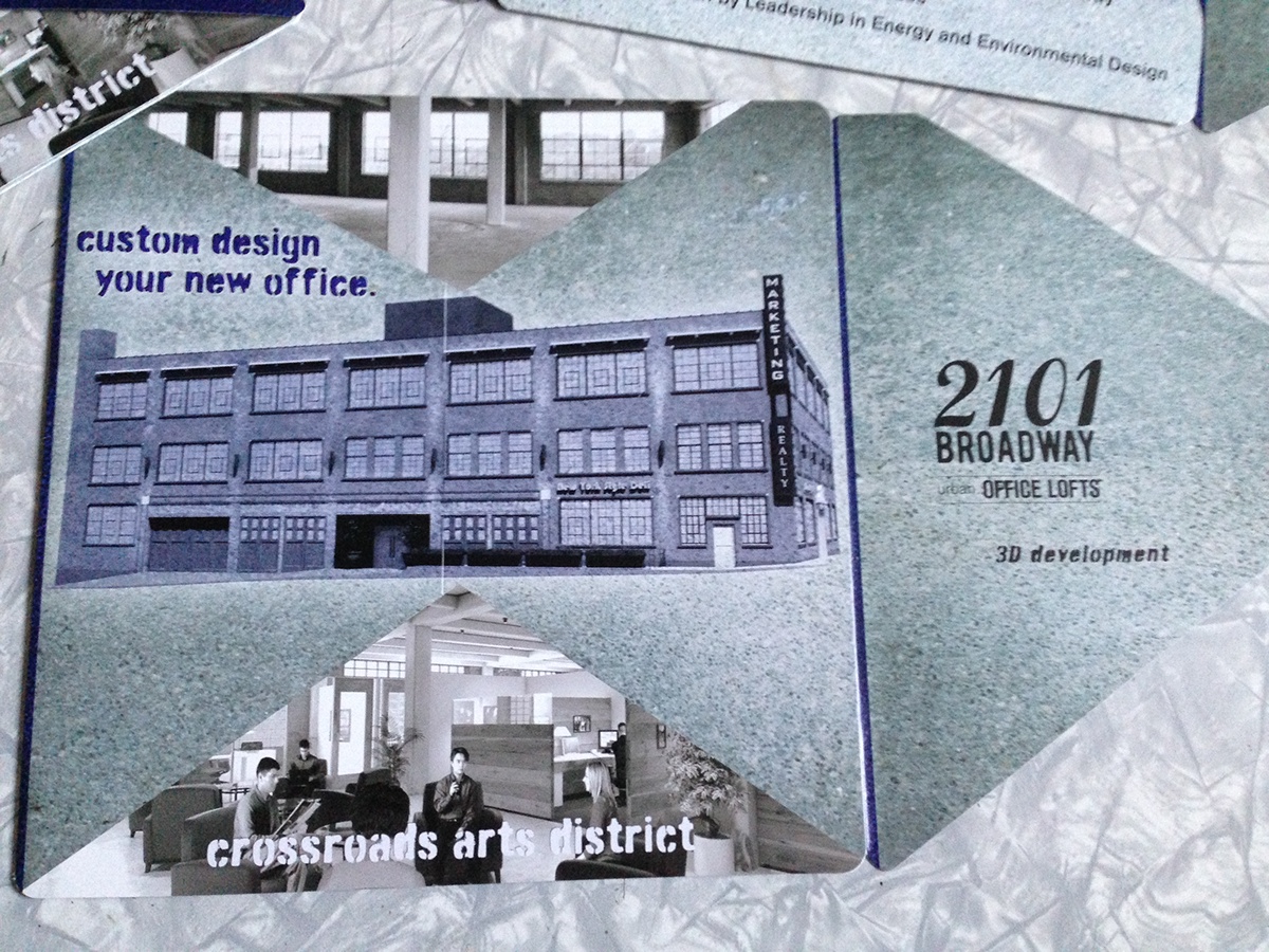 lofts  office space brochure  urban design die cut marketing   kit