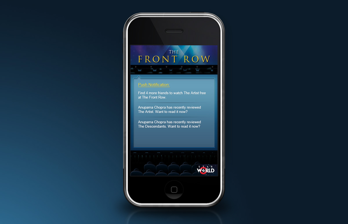 Mobile Application Layout the front row star world