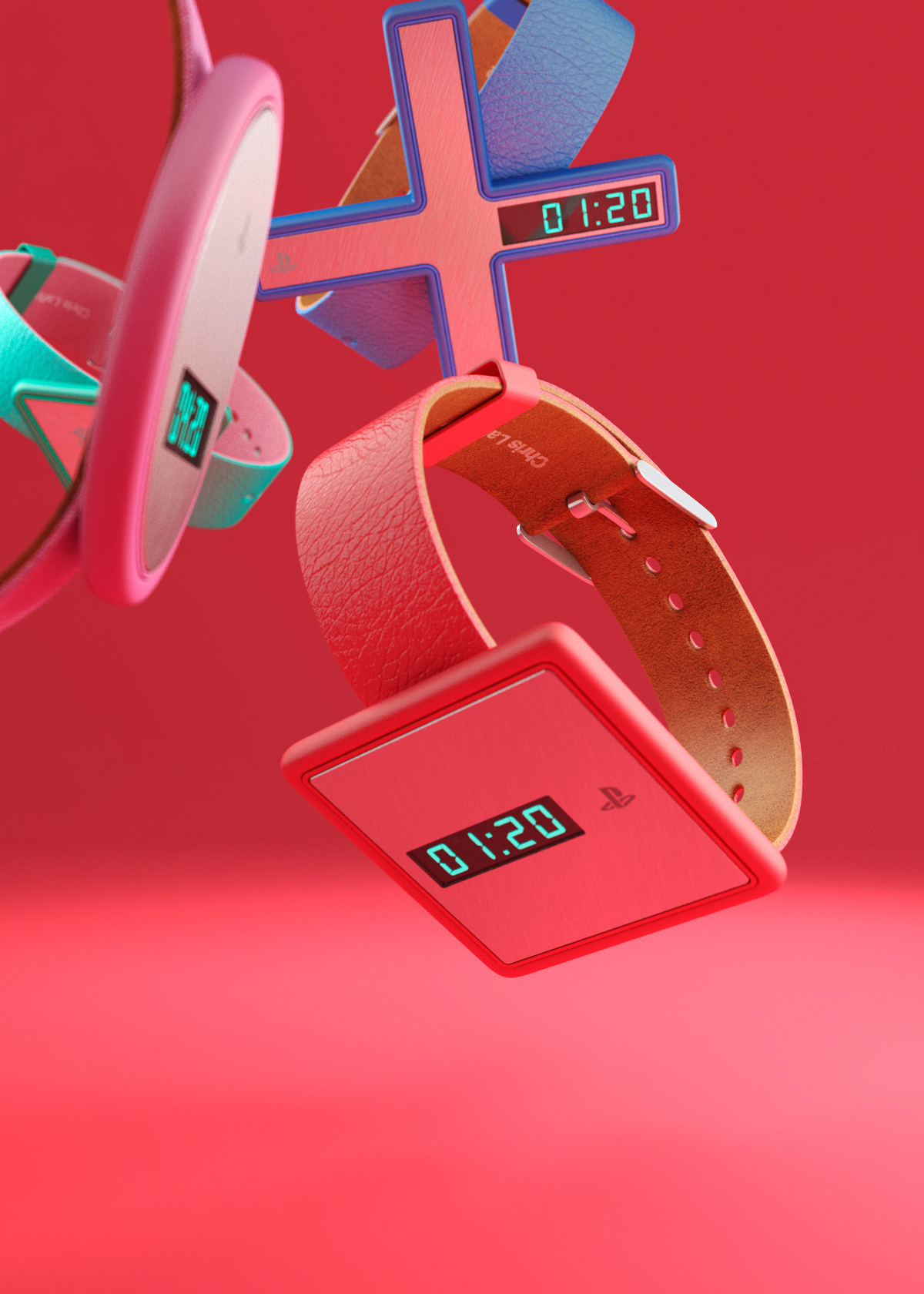 colour pop bright lettering characters 3D CGI design Watches Love 3D Type 3D typography