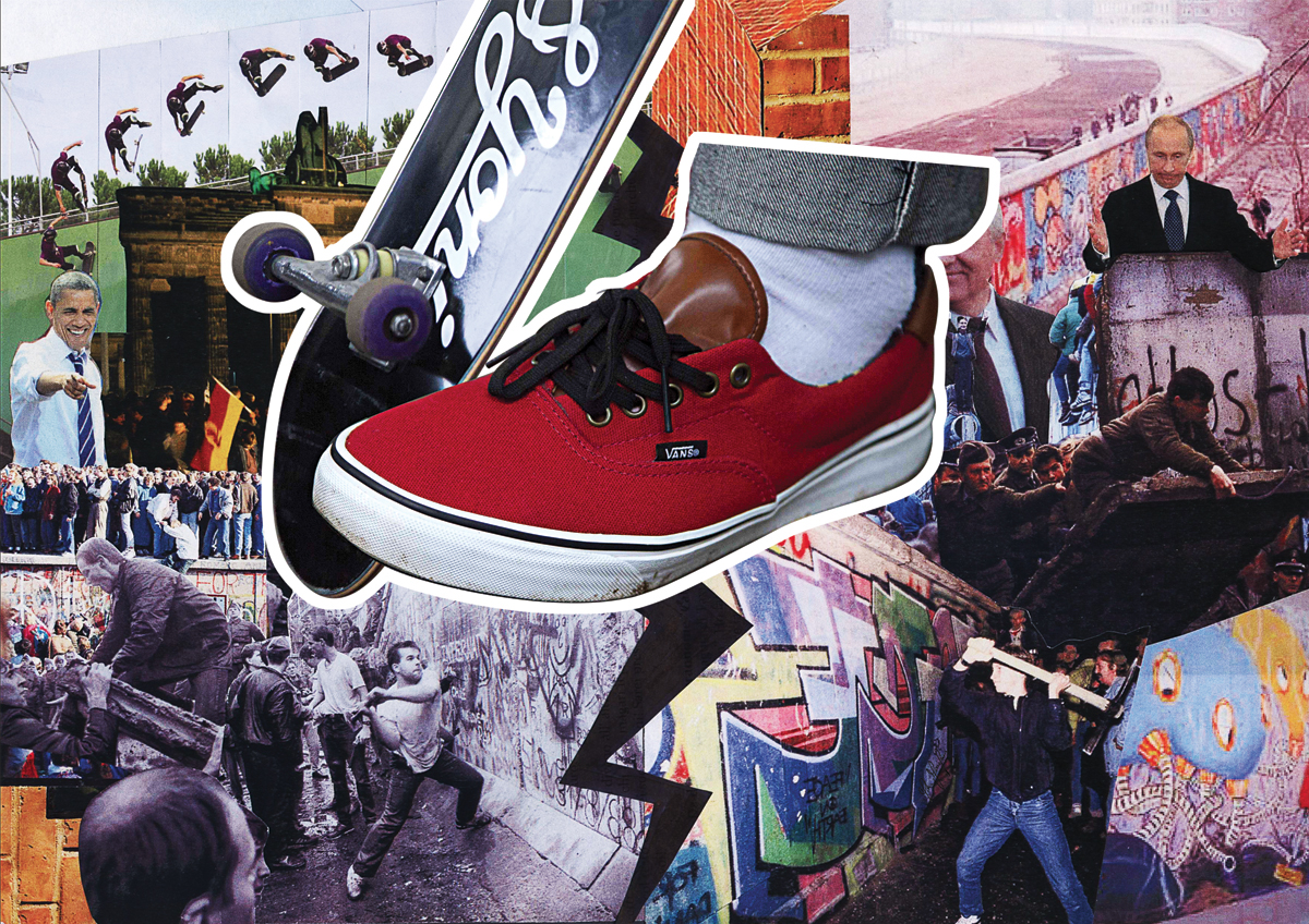 breaking borders Vans ziq&yoni collage skateboard fashion design surrealism Pop Art sarcasm peace Love wall