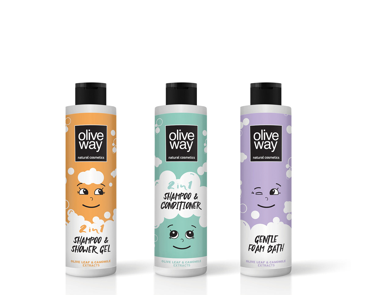 package shampoo kids Foam faces bottle natural graphic design  ILLUSTRATION  Label
