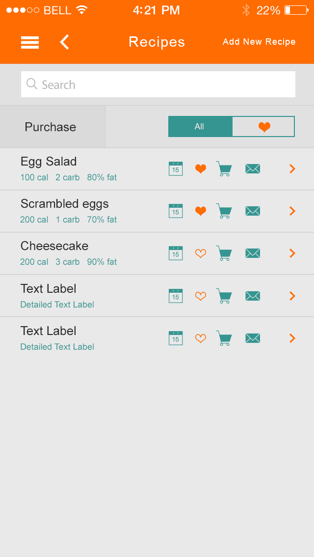 iphone ios8 ios7 orange application resipes sign in setting menu colorful simplicity contrast icons diet Low Carb
