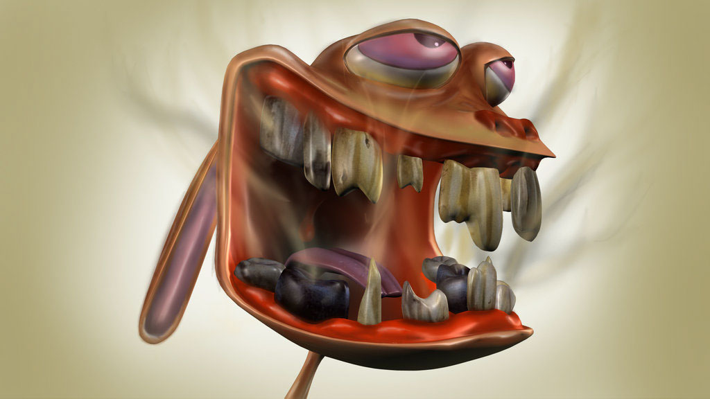 3D model ren and stimpy funny thooth smile
