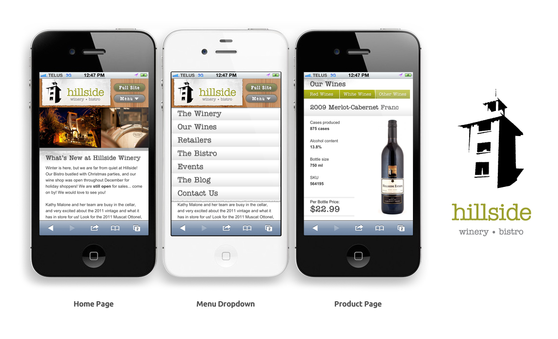 wineries mobile websites