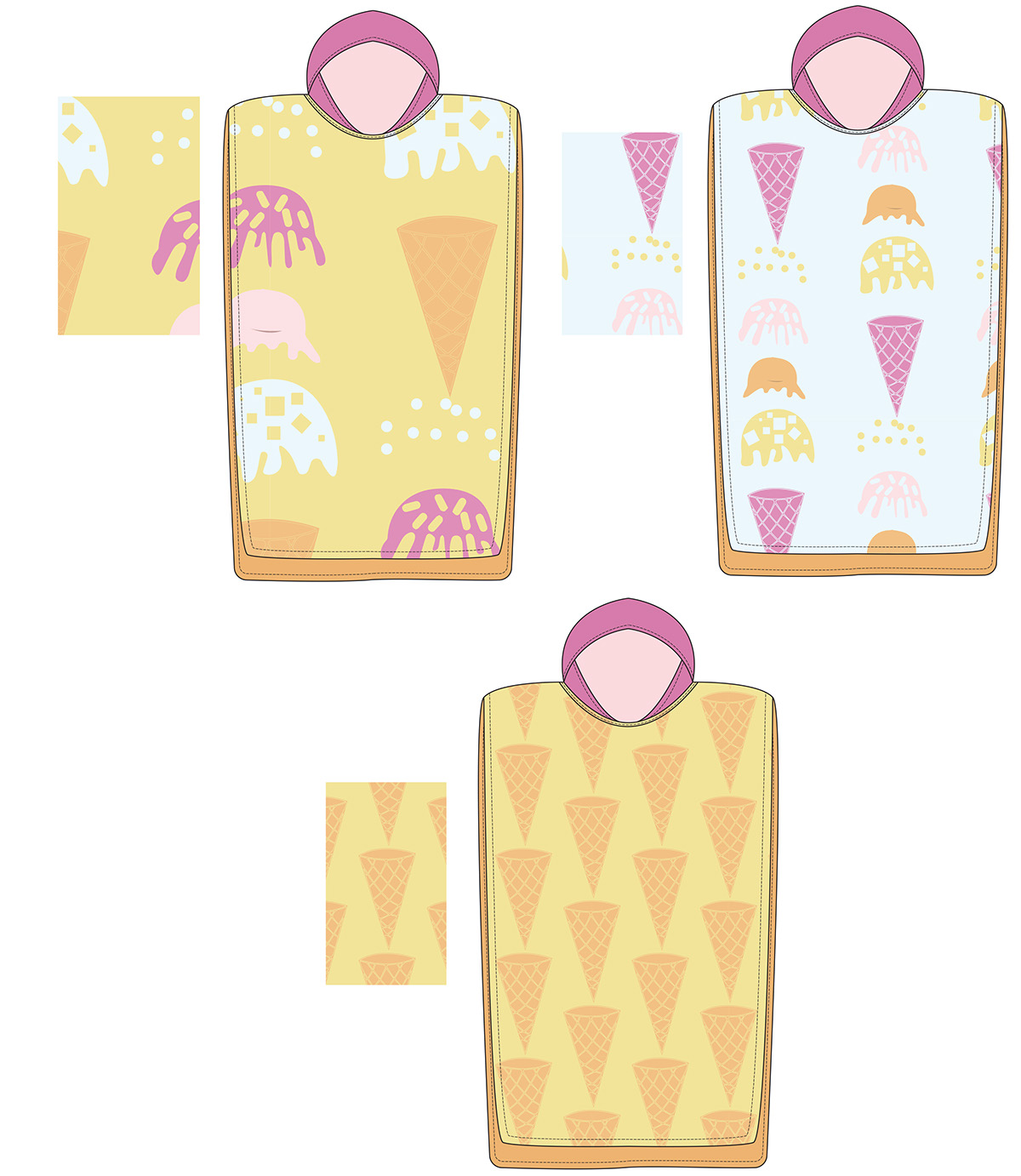 SCAD scadfash children swimwear toddler ice cream screamforicecream hangtag Flats illustrations cone Colorstory Repeat Pattern