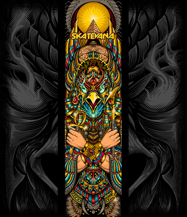 Horus egyptian gods egypt Drawing  ILLUSTRATION  digitalart artwork art skateboard design