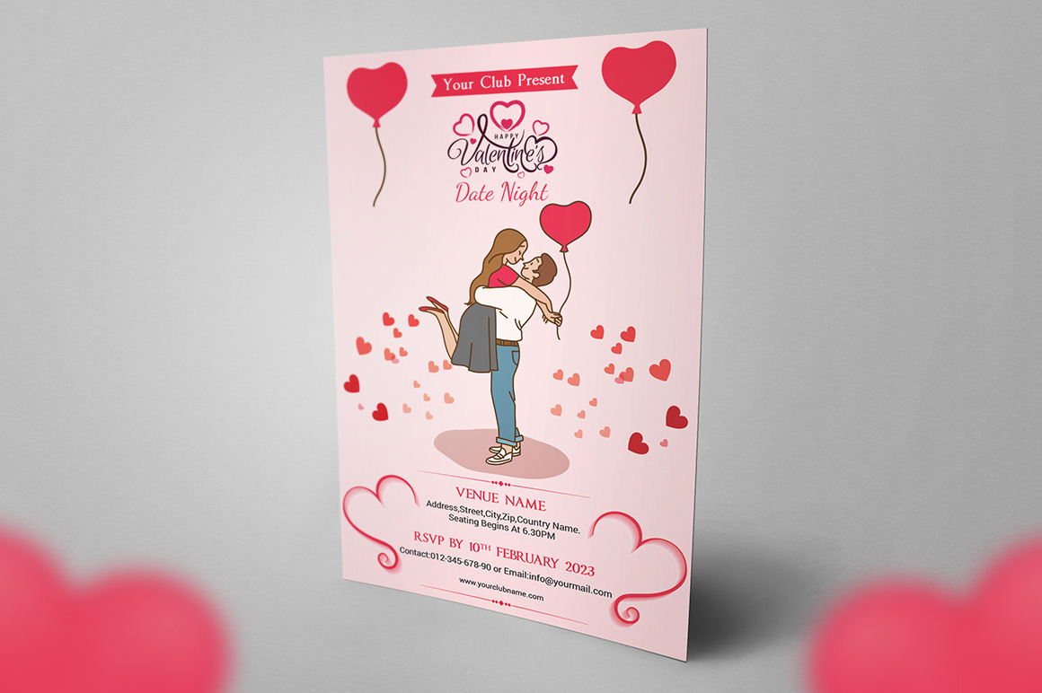 14th february club flyer happyvalentinesday party print template valentine Valentine's Day valentinesday