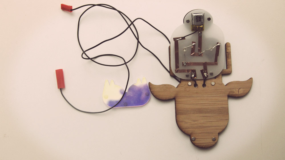 soft circuits interaction design Interactive necklace animal face laser cutting led lights