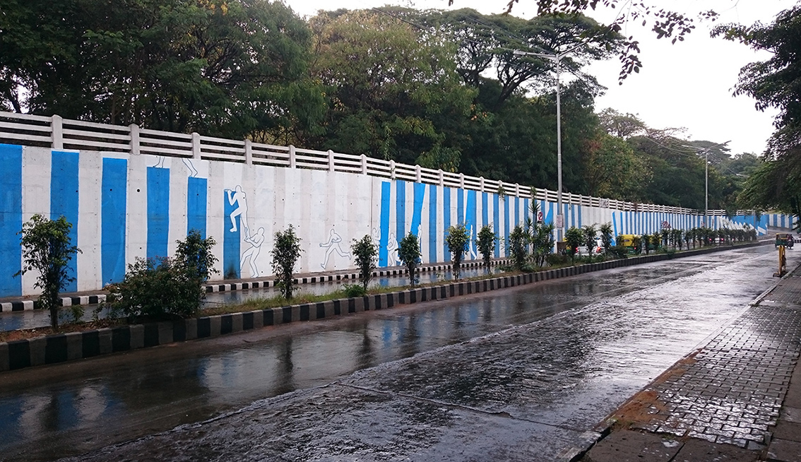 bangalore Palace Road Mural wall painting Daan Botlek Start India subtraction background Foreground karnataka