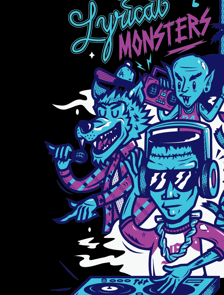 tees tshirt shirt design monsters streetwear street wear art hip hop vector Illustrator frankenstein dj Street ilustracion