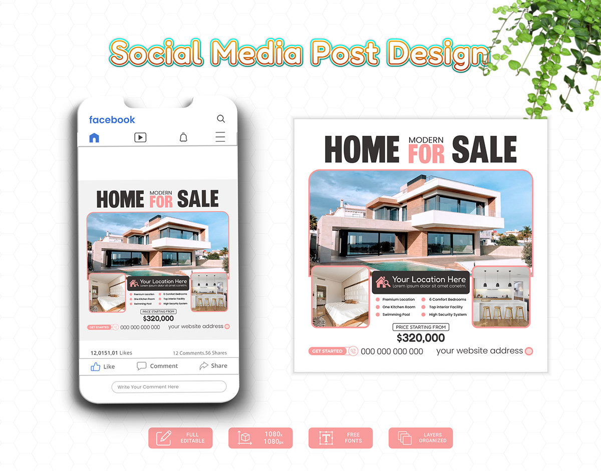 Grapic Design modern home business Graphic Designer design Social media post instagram facebook home for sale