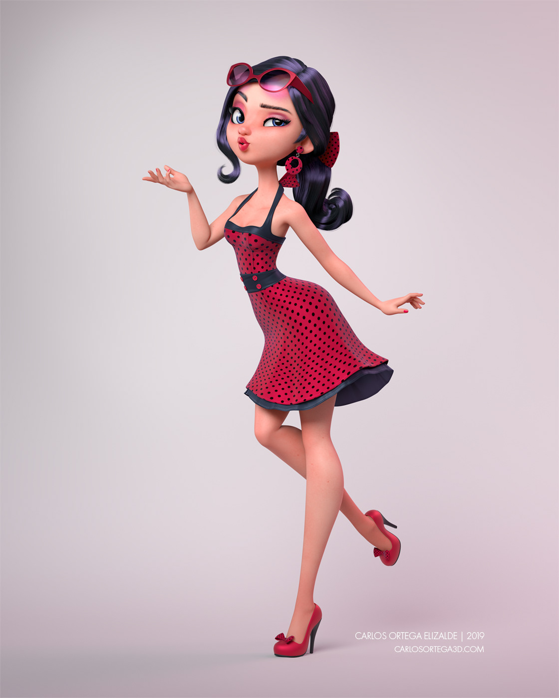 girl pinup cartoon 3D