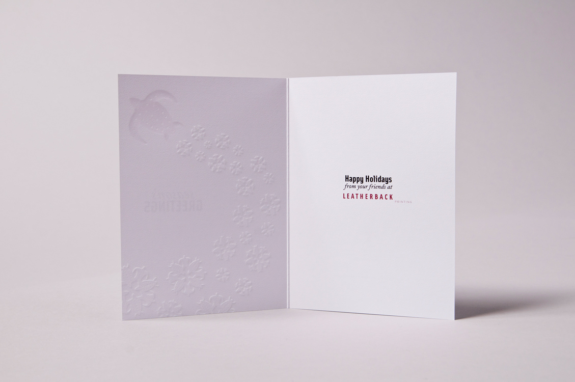 print Promotion Leatherback Turtle holiday card snowflakes pattern deboss emboss Coasters