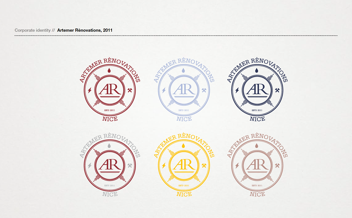 Artemer Rènovations corporate identity marco oggian graphic design logo